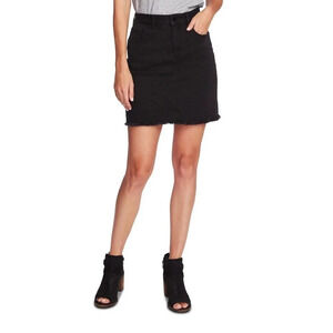 Vince Camuto Women's Black Jean Skirt NWT Size 0 Frayed Hem Mini Skirt
